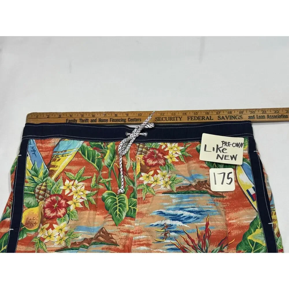 Tommy Hilfiger Board Shorts Size XL Orange Green Hawaiian Graphics